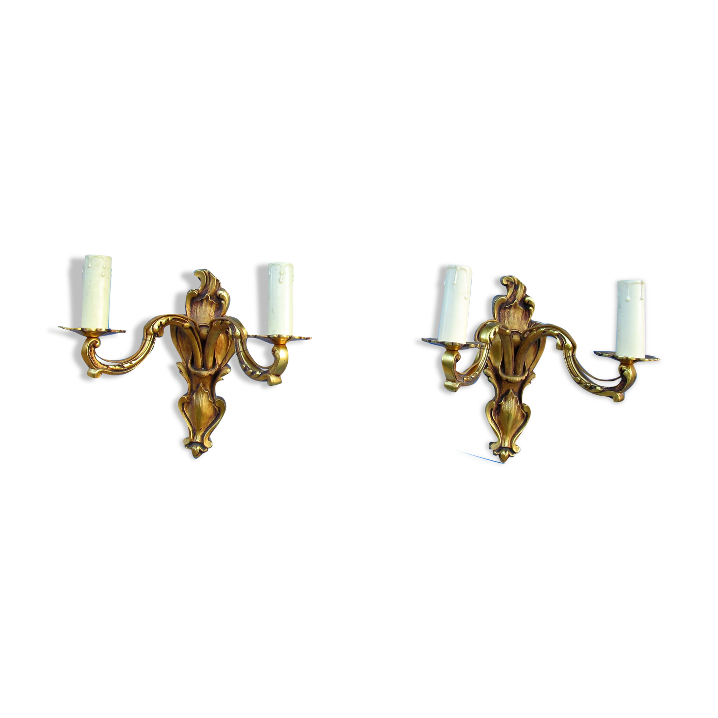 Louis XV style Bronze Brass twin arm wall lights