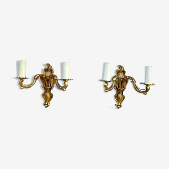 Louis XV style Bronze Brass twin arm wall lights