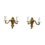 Louis XV style Bronze Brass twin arm wall lights
