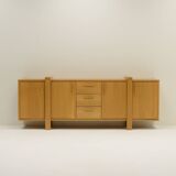 Large brutalist style oak sideboard, Belgium.