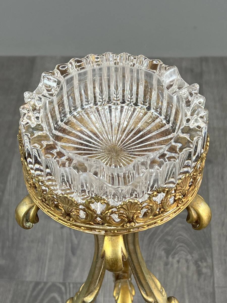 Bronze-gilt and crystal standing ashtray, 20th century