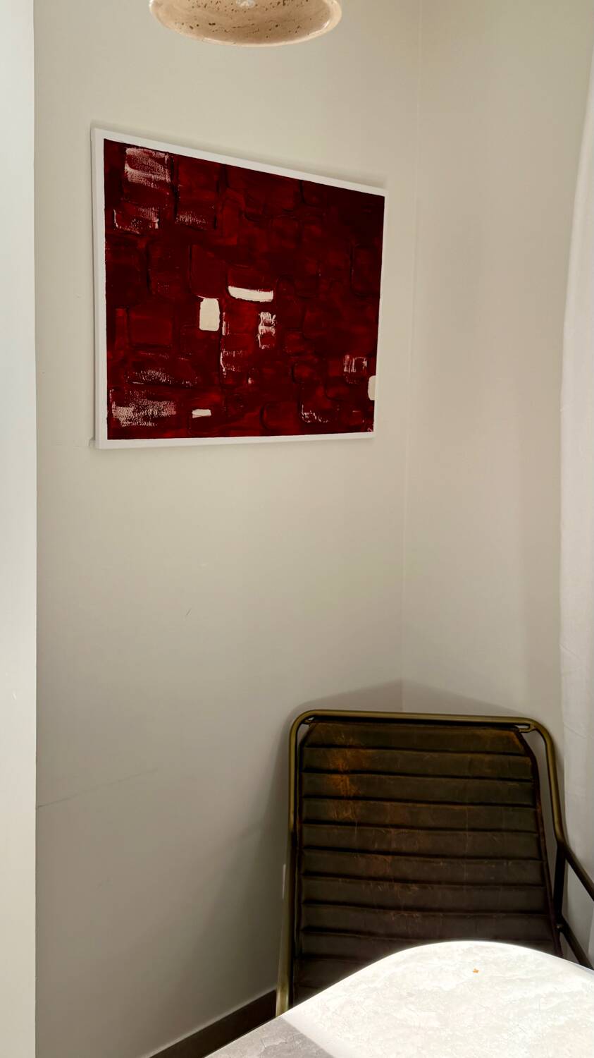 Minimal Textured Red Art – Contemporary Acrylic Painting for Living Room