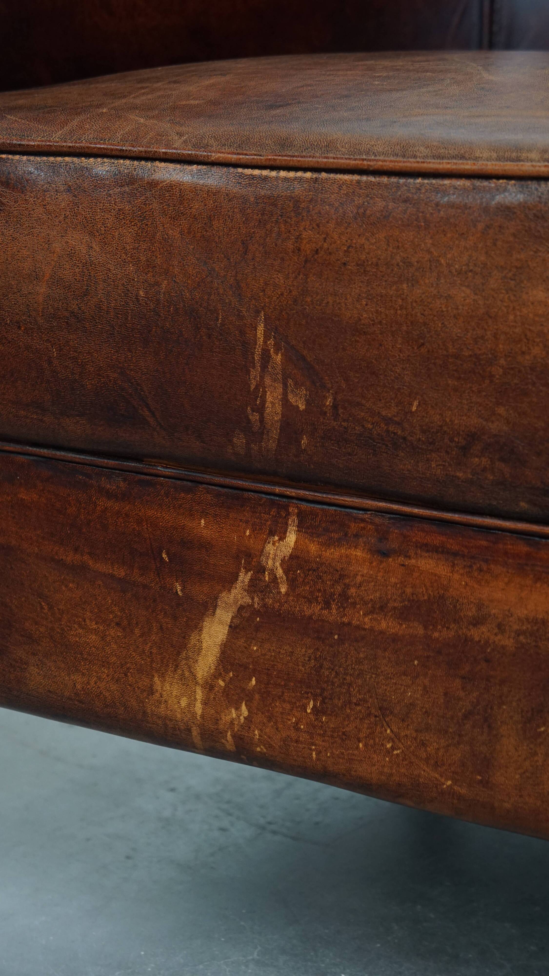 Club chair made of sheepskin leather