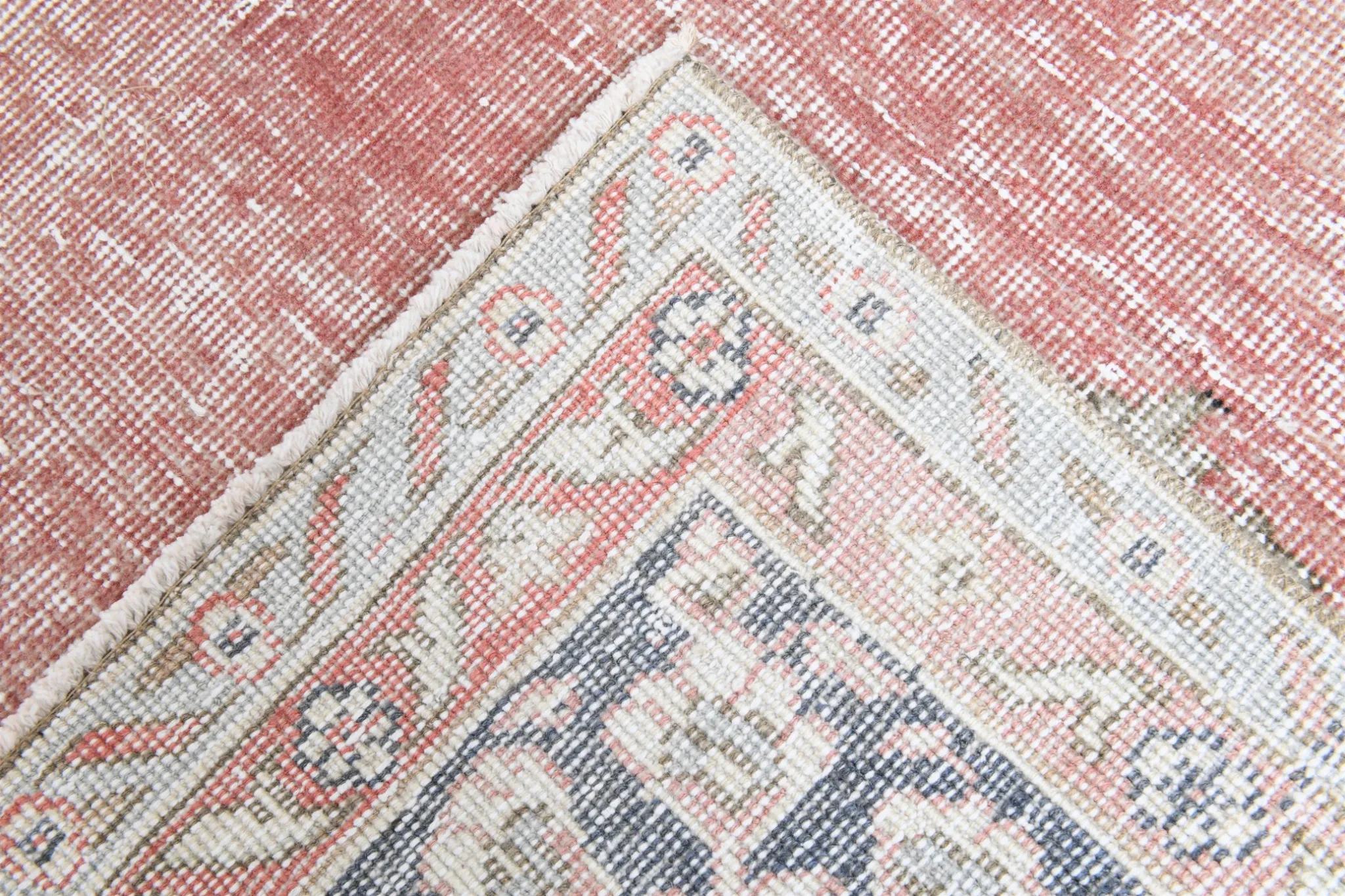 8x12 Large Vintage Pale Red & Blue Persian Rug, Oriental Rustic Carpet