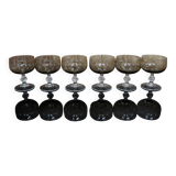 6 Luminarc champagne glasses in smoked black glass "Domaine"