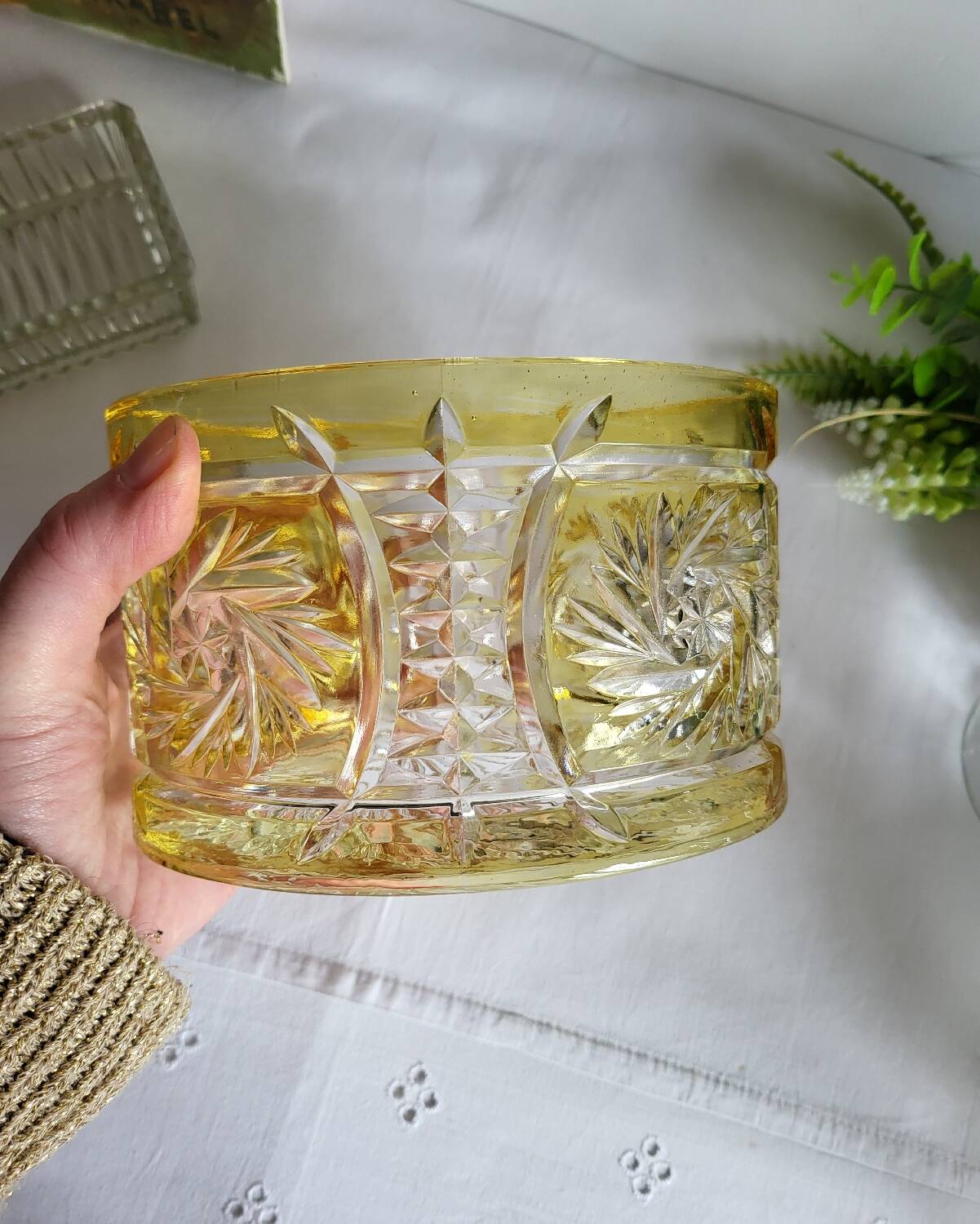 Cut glass bowl centerpiece