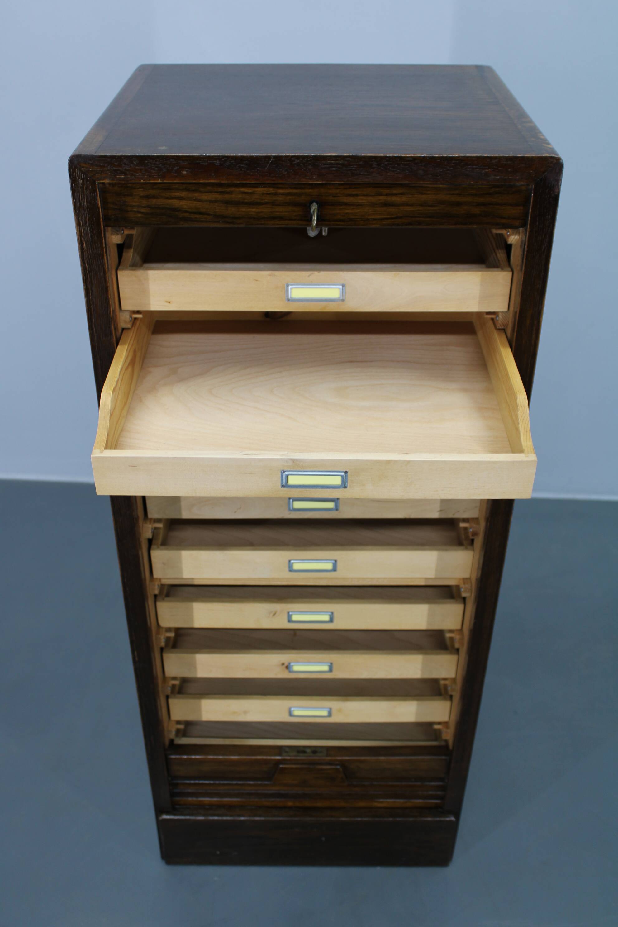 1950s Tambour Office Wooden Cabinet