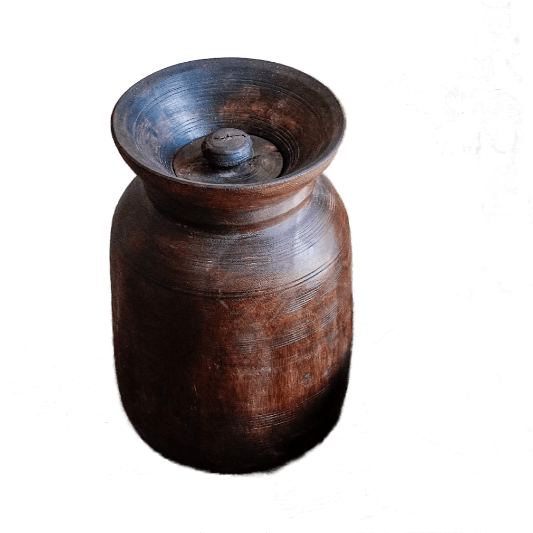 Large wooden Himachal pot n°2 (with lid)