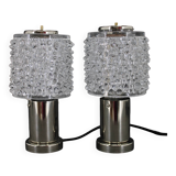 1970s Pair of Glass Table Lamps by Kamenicky Senov, Czechoslovakia-