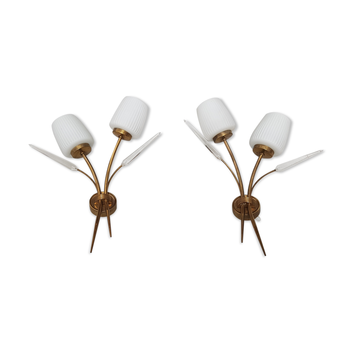 Brass and glass wall light