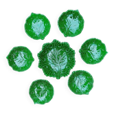 Service à dessert majolique italienne C.A.L Nove – feuilles de vigne vert - 7 pièces - années 60