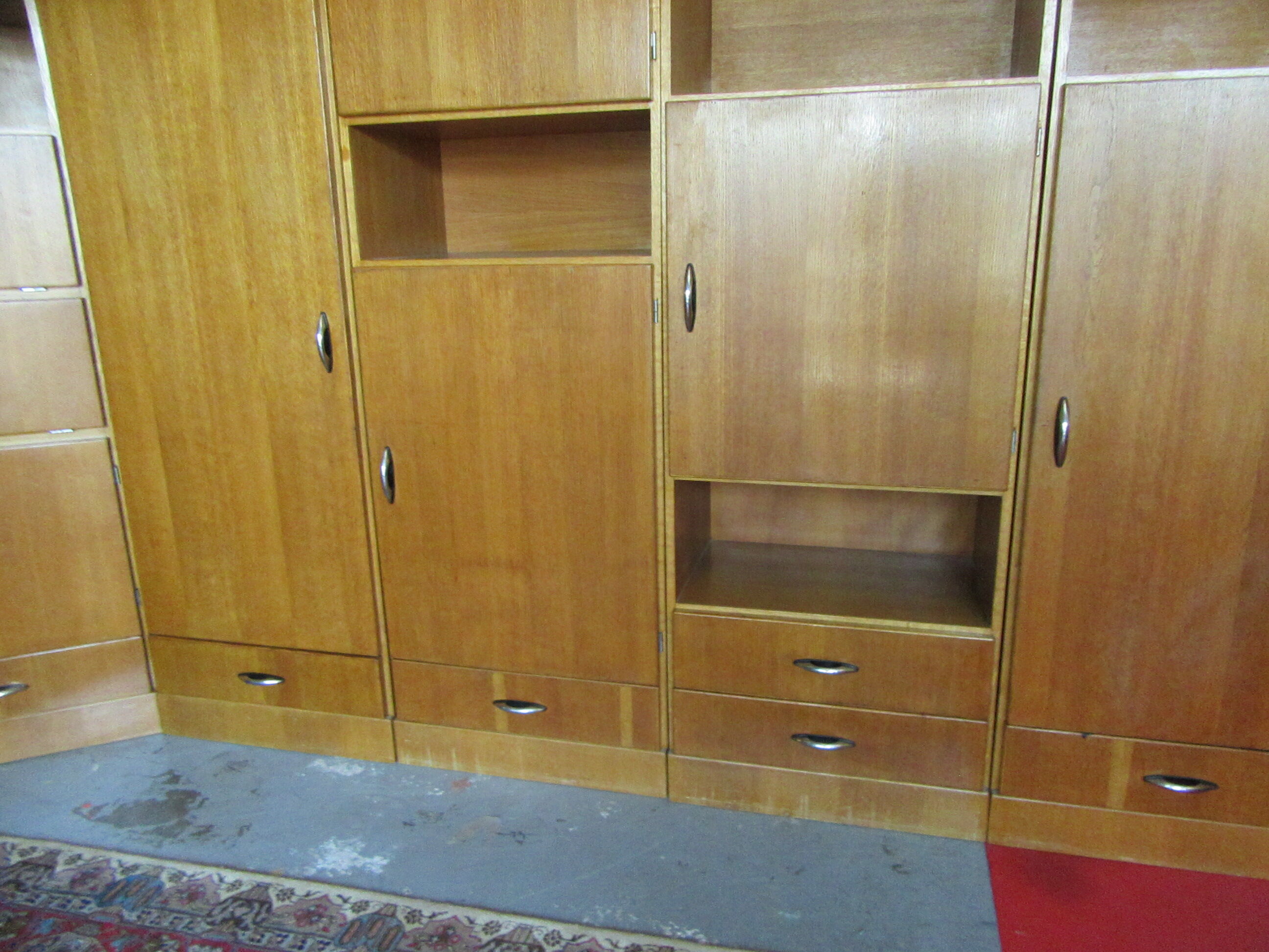 Meuble modulable de bureau ou de salon plaqué chêne des années 1960
