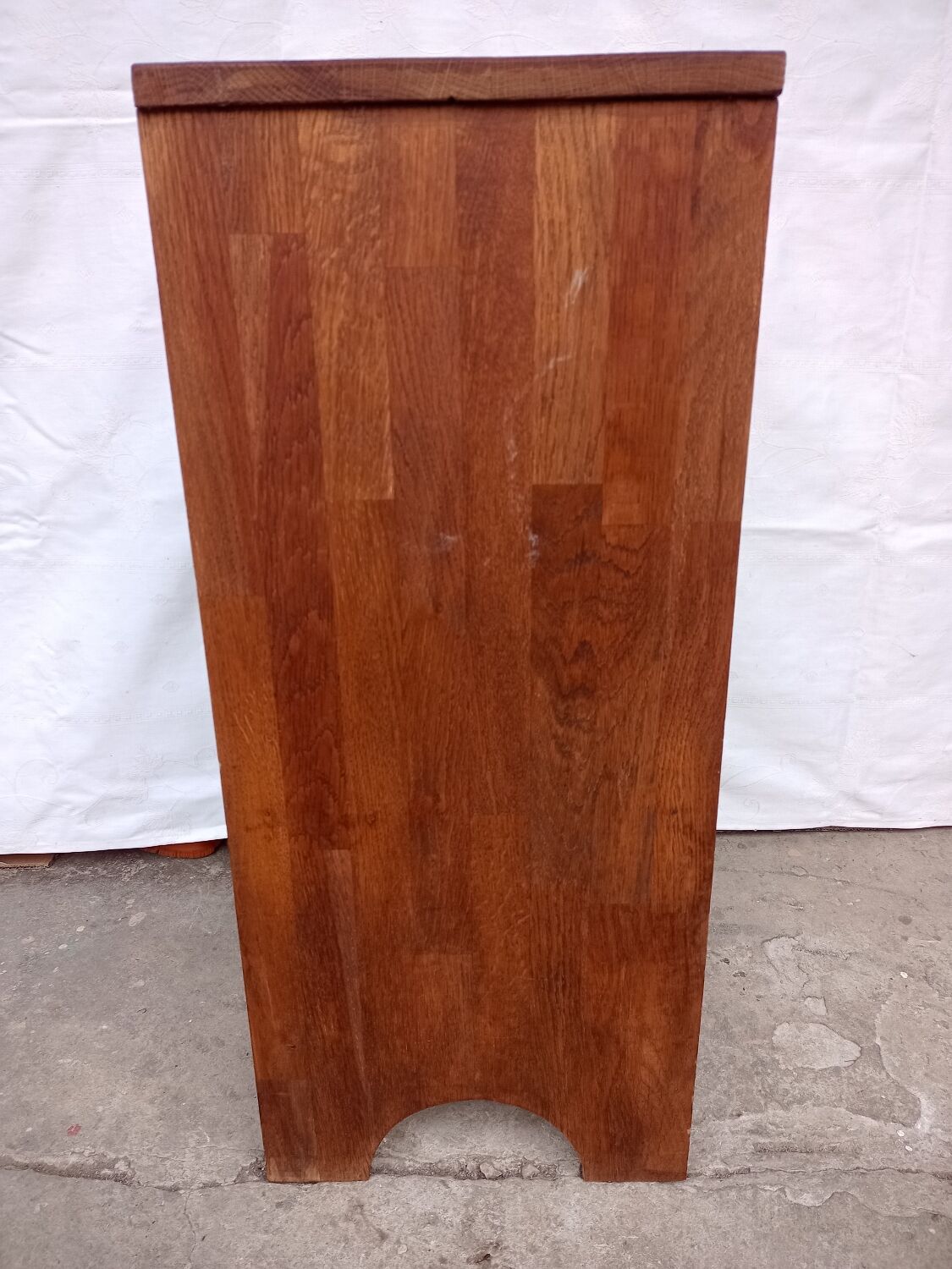 Bedside table in wooden slats