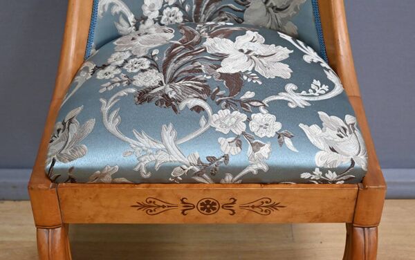 Chaise Gondole en Merisier et Érable moucheté, style Charles X – Milieu XXe