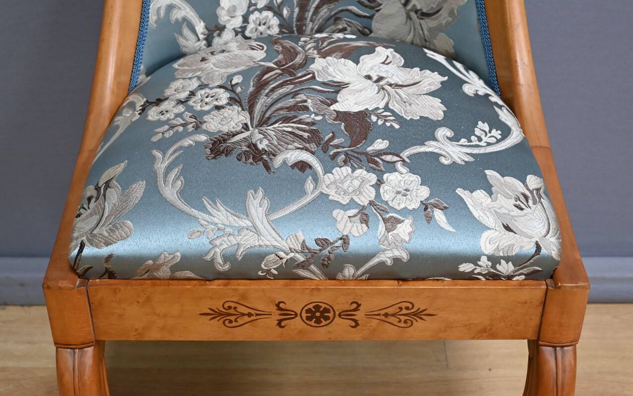 Gondola Chair in Cherry and Speckled Maple, Charles X Style – Mid-20th Century