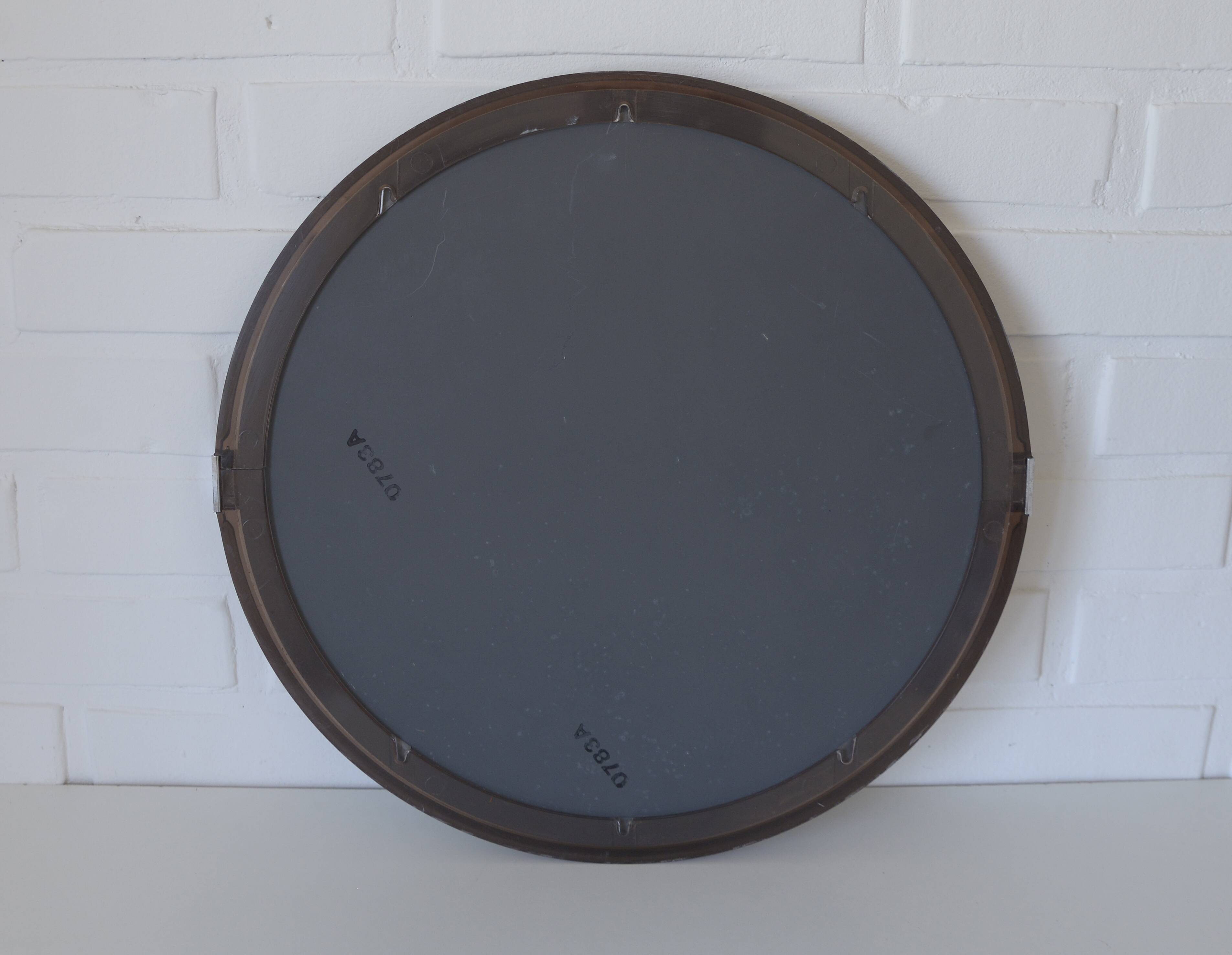 Vintage 1970s Round Wall Mirror / Attributed To Allibert / Space Age Bathroom Mirror