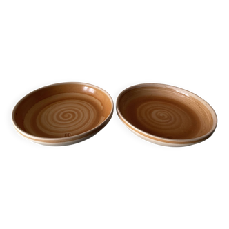 Set of 2 Sarreguemines stoneware soup plates
