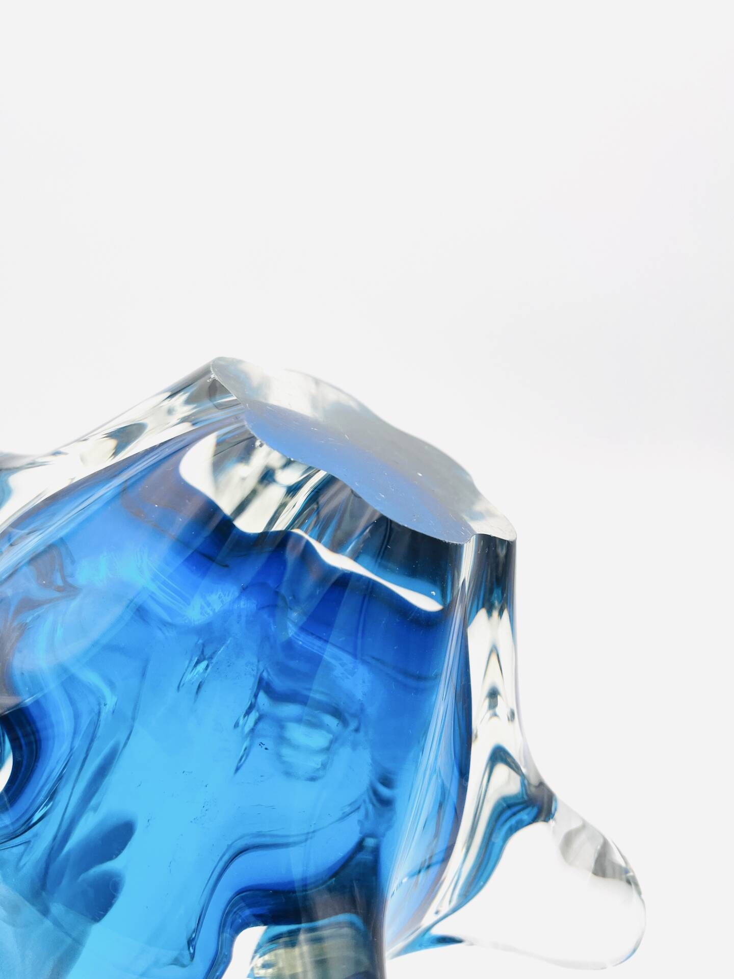 XXL Murano Vase Fratelli Toso Sommerso Blue 44cm 4.7kg Labelled 70s