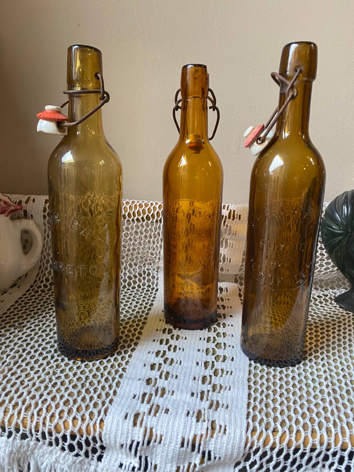 Antique amber bottles