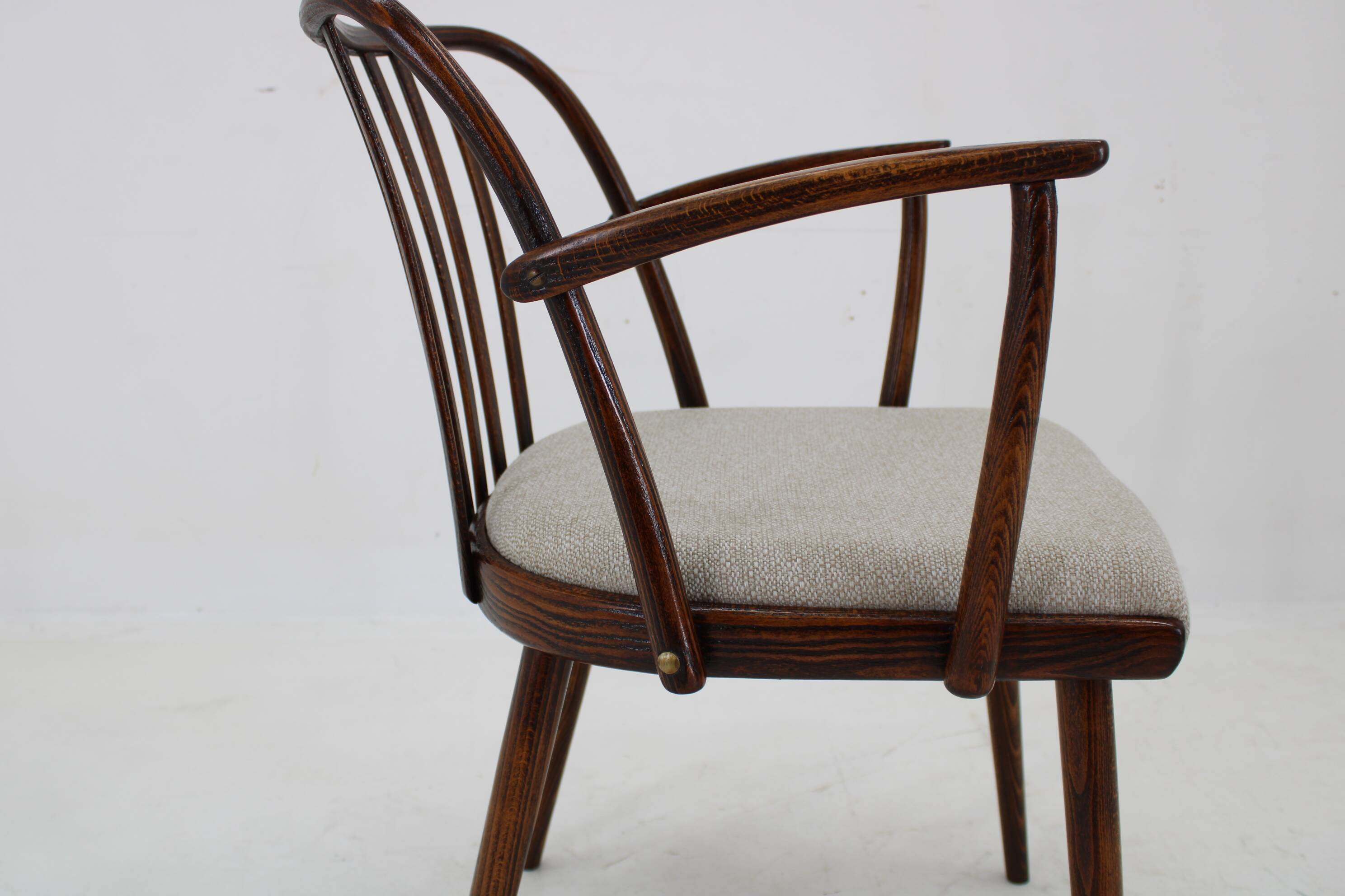 1960s Antonin Suman Set of Six Beech Dining Chairs, Restored