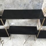 Set of modular String shelves - black and gold metal - 1960