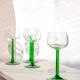 4 verres à vin à pied vert