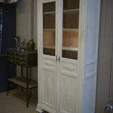 Showcase 2 doors mesh in fir 1930 patinated white