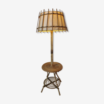 Rattan floor lamp from the 50s