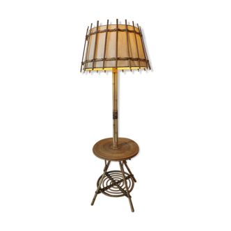 Rattan floor lamp from the 50s