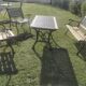 Salon de jardin en fonte et bois