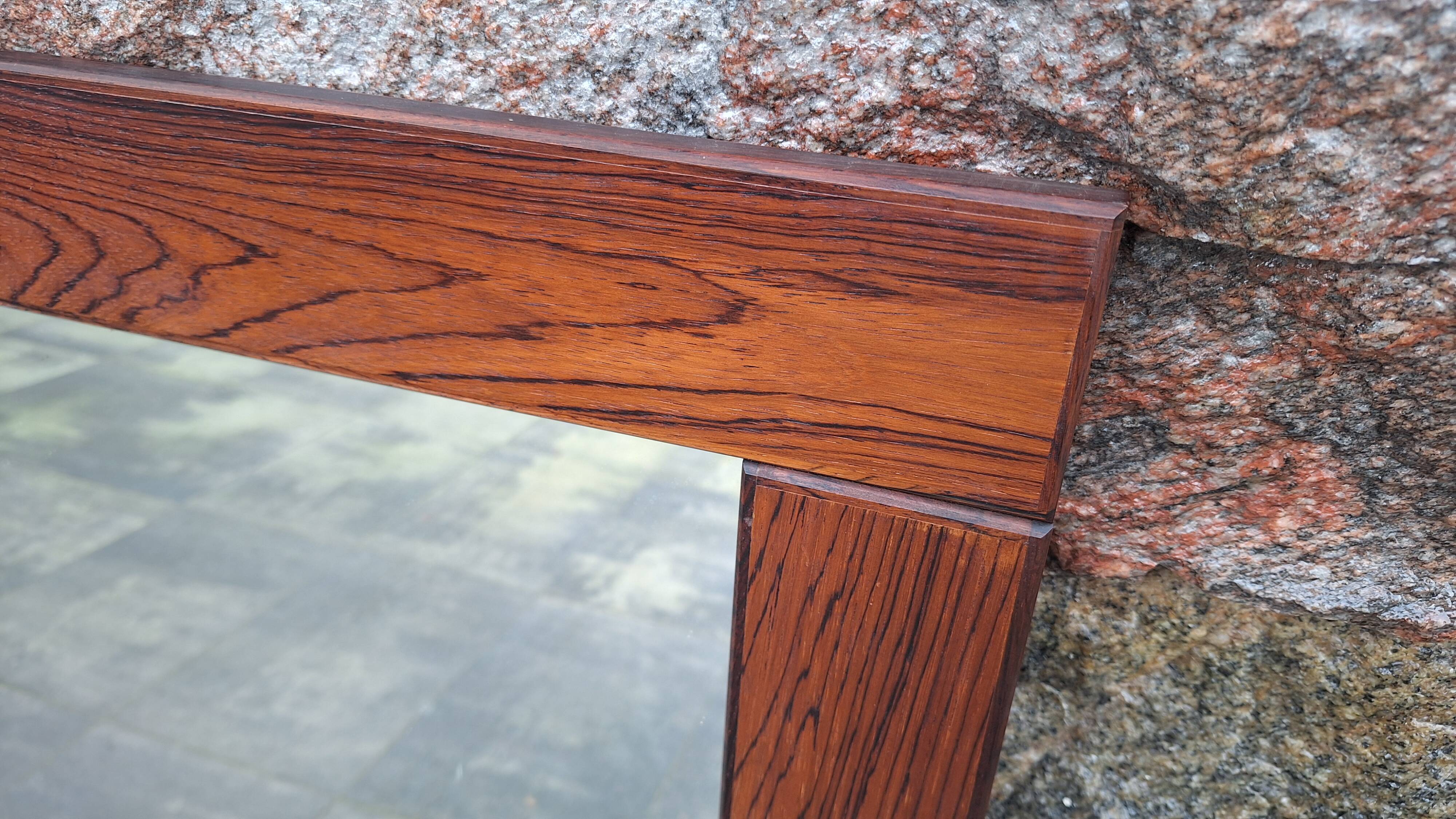 Big rosewood wall vintage mirror, 1970s