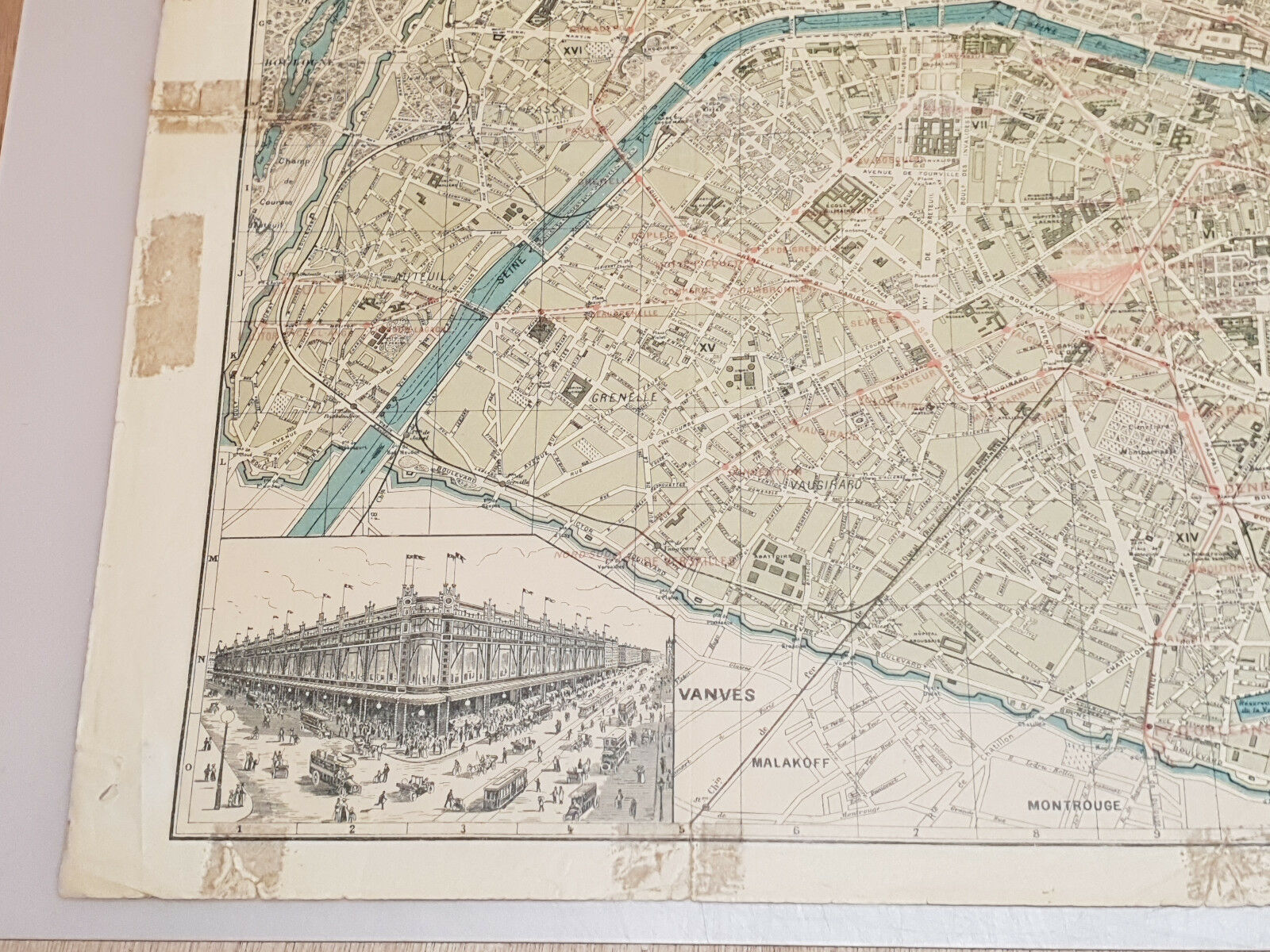 Old map of the city of Paris, 1911