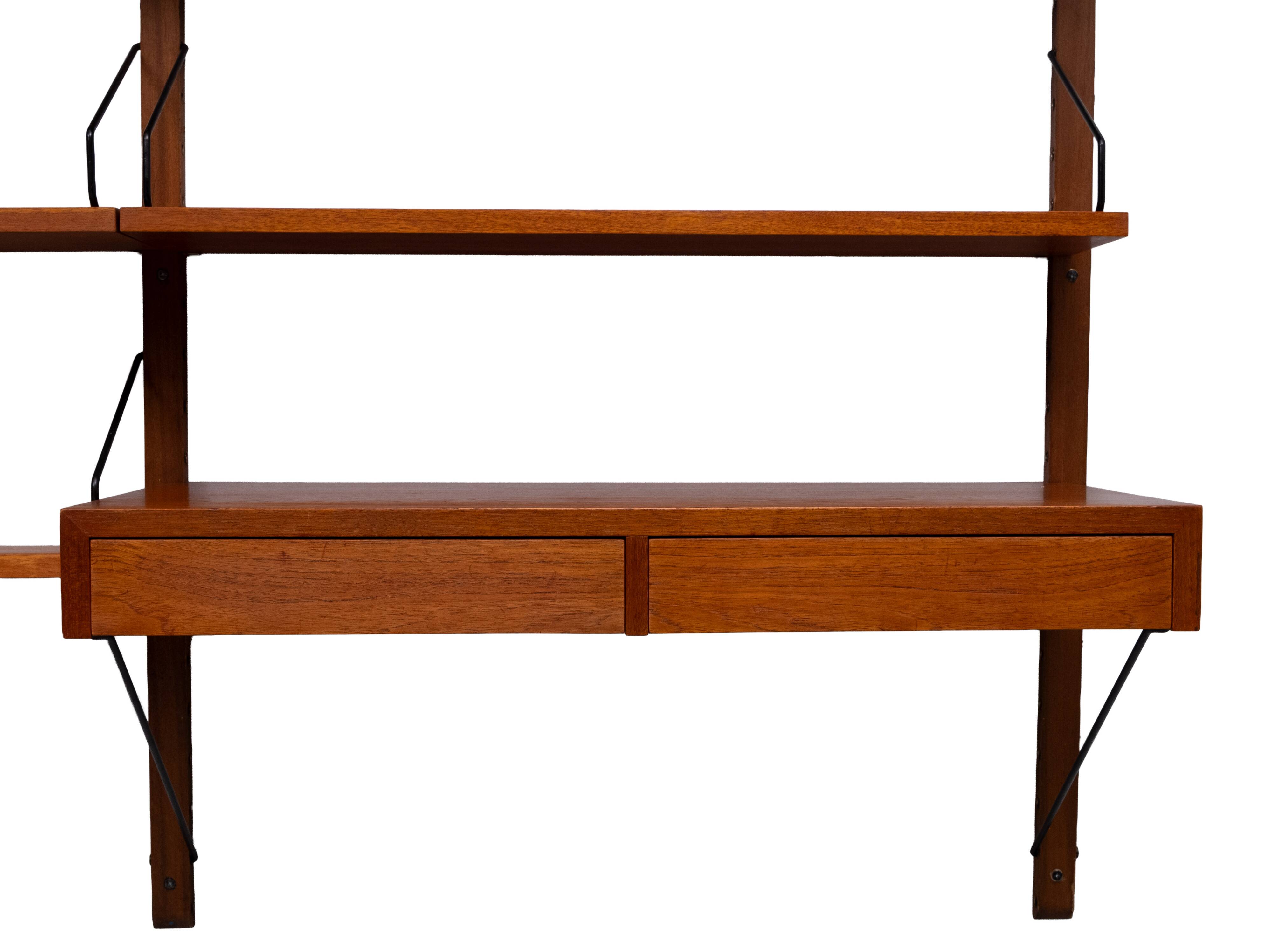 Système mural Royal Teak Poul Cadovius vintage des années 1960 avec 4 armoires