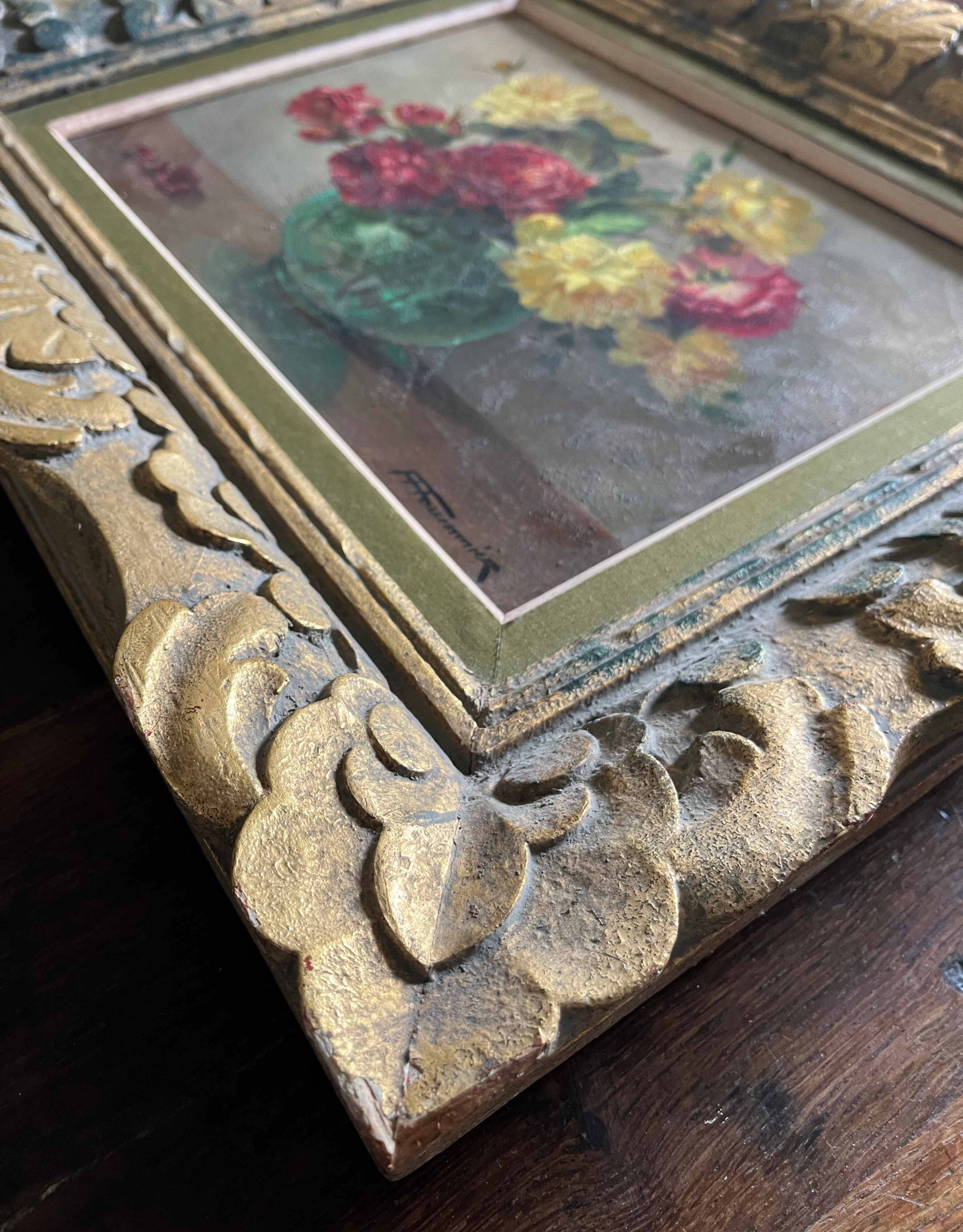 HST painting "Bouquet of flowers" signed FF Fauconnier (19th-20th century) + frame