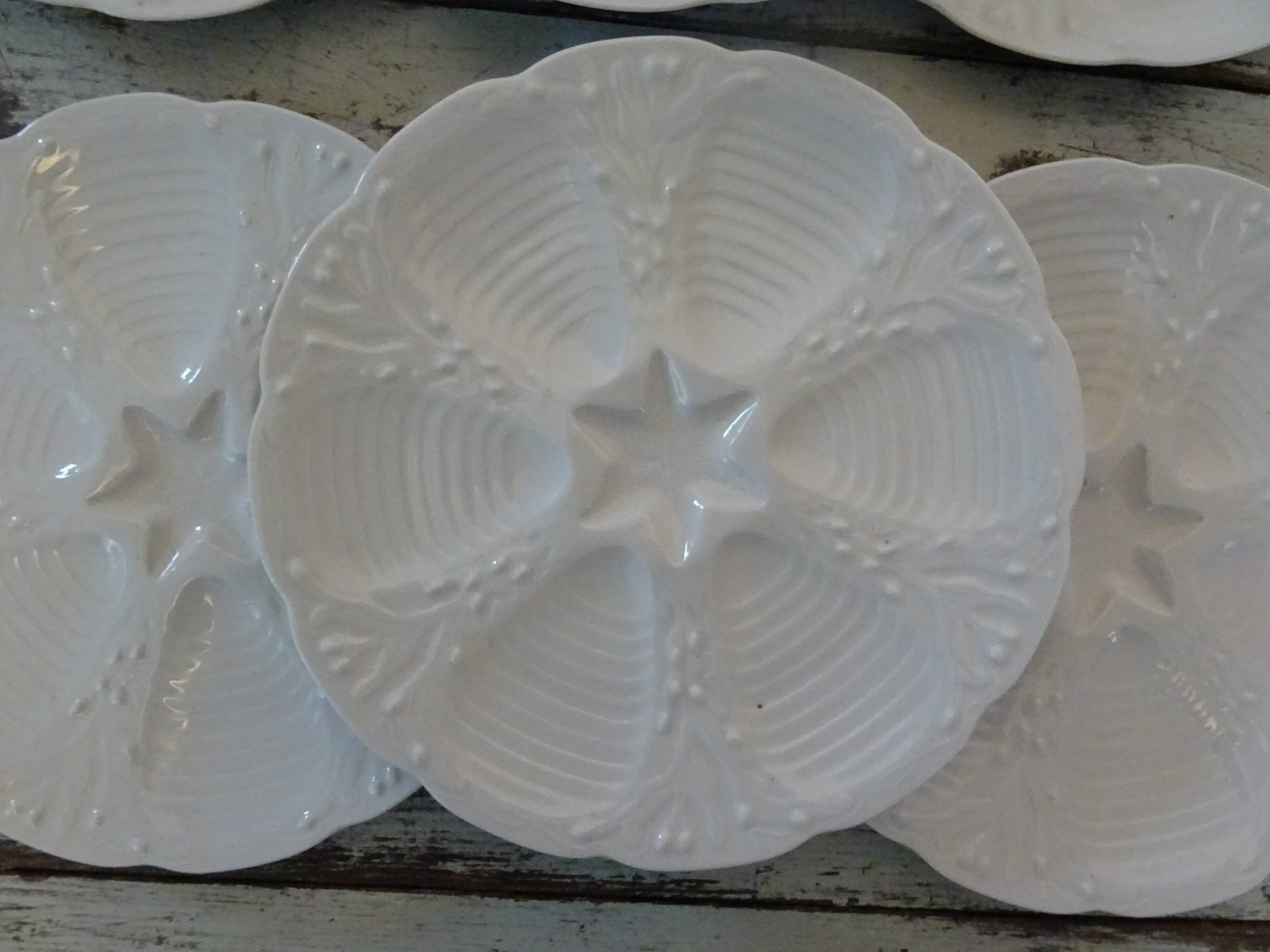 6 oyster plates 30123 porcelain white cnp france