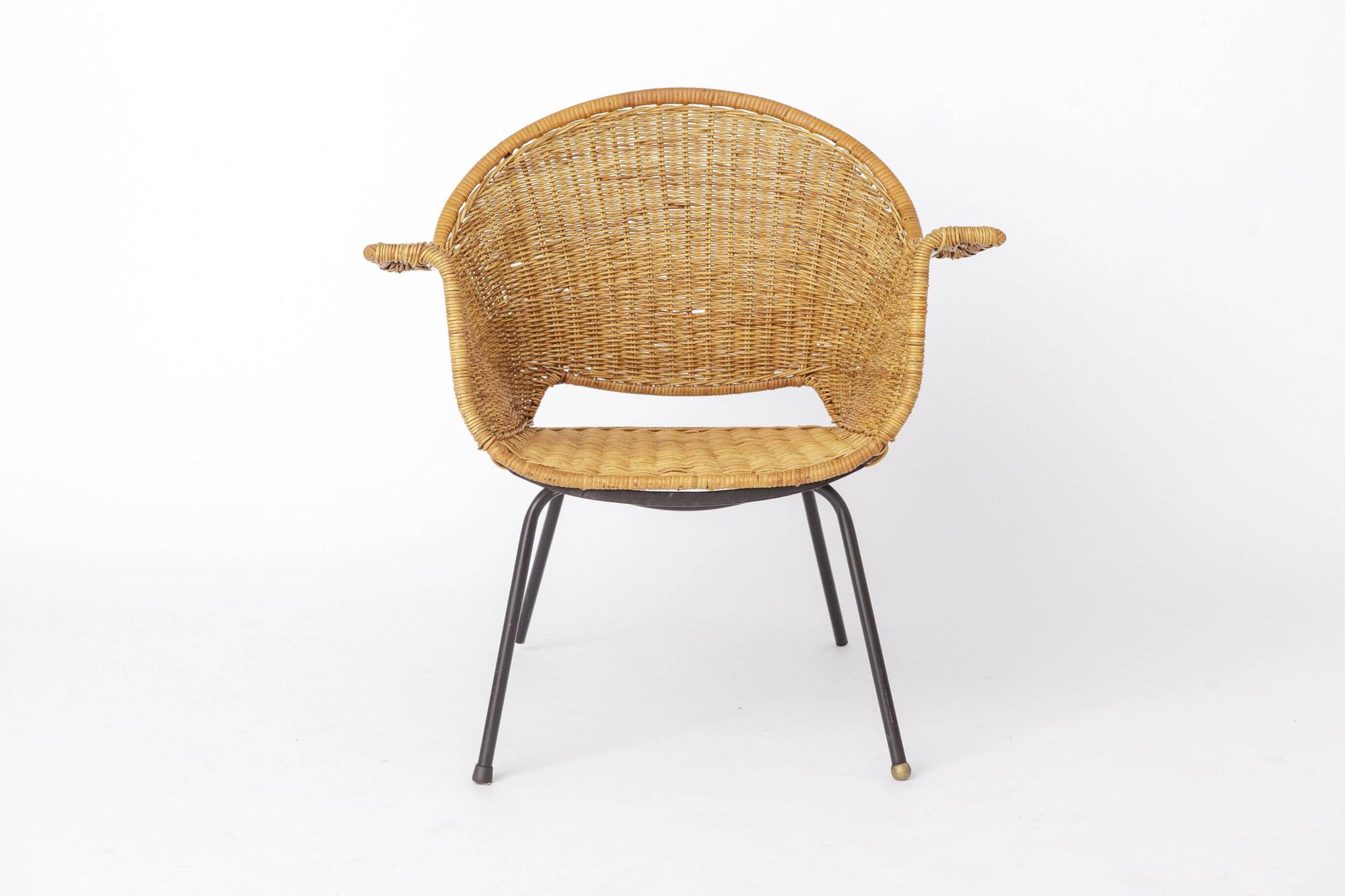 Vintage Basket Chairs by Gianfranco Legler 1950s | Set of 3 Swiss Rattan