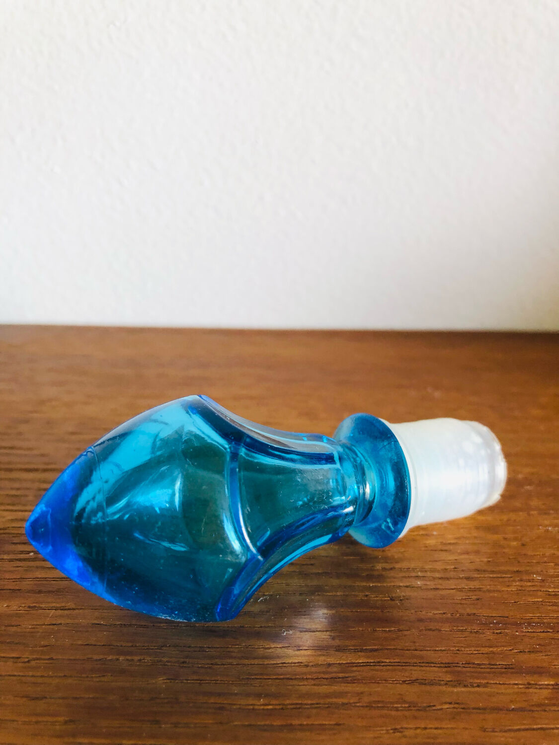 Vintage glass decanter space age turquoise
