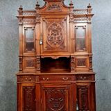 Collector's Louis XVI bookcase buffet in solid walnut circa 1850