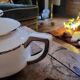 Art Deco teapot in white porcelain and platinum