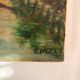 Old Oil Painting Canvas Linen River Church Village Bridge Signed D