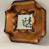 Brutalist mirror in copper foil vintage design of the 60s-70s