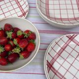 Assiettes carreaux vichy rose