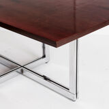 Table à manger vintage métal chromé et palissandre Espagne, années 70