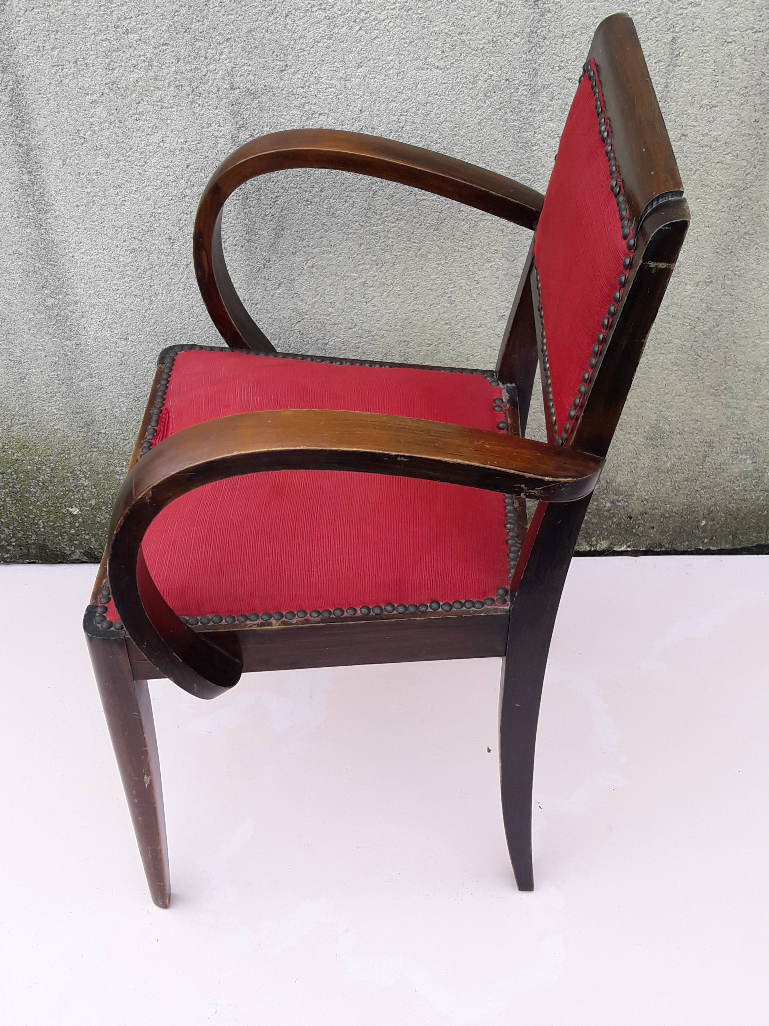 Bridge chair in red ribbed fabric