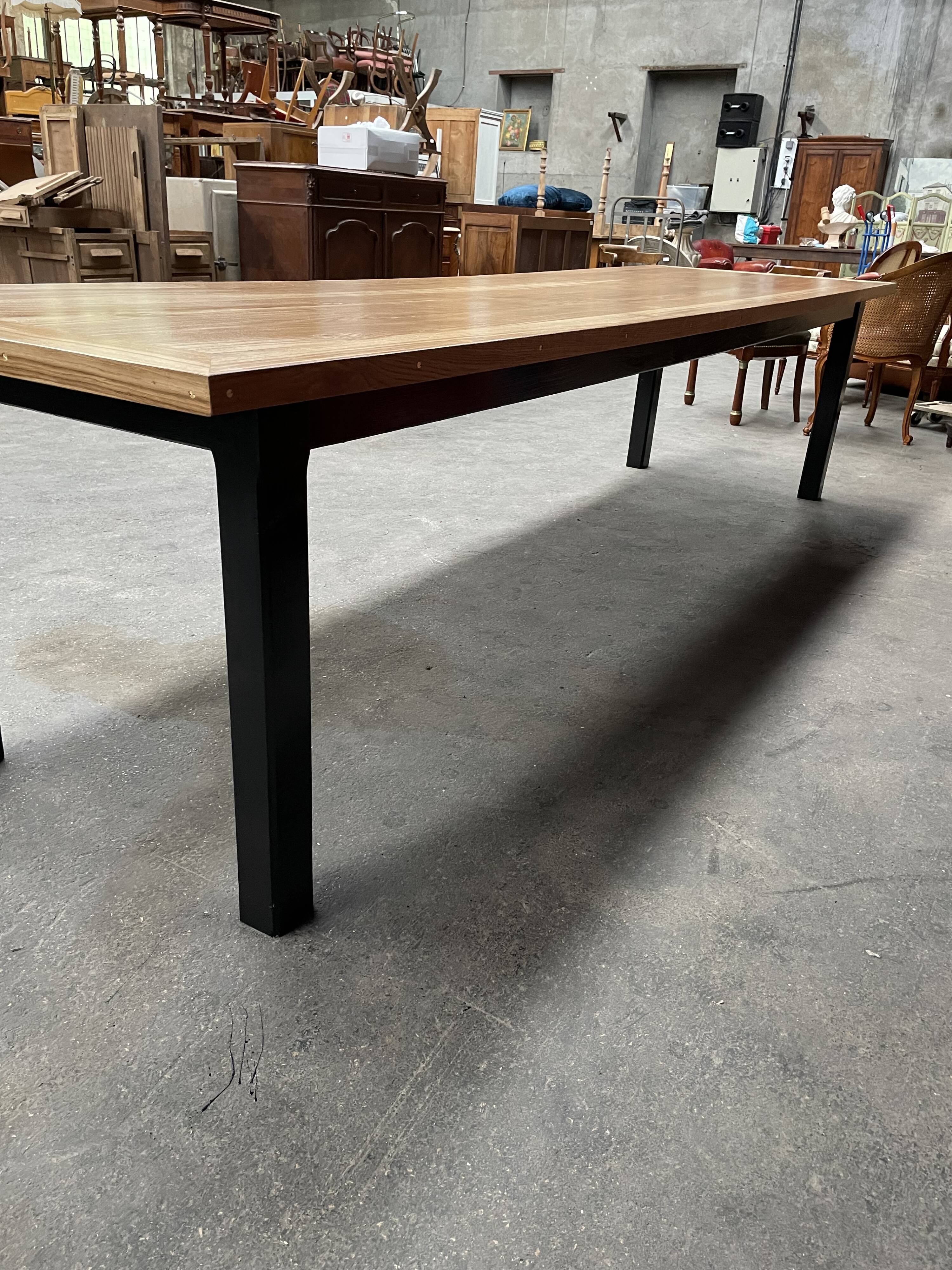 Restored oak farmhouse table of 3 meters