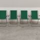 Set of 4 folding chairs with green canvas and aluminum frame