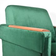 Vintage velvet armchair, 1960s, restored, green bottle