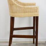 Wooden and rattan bar stool, France