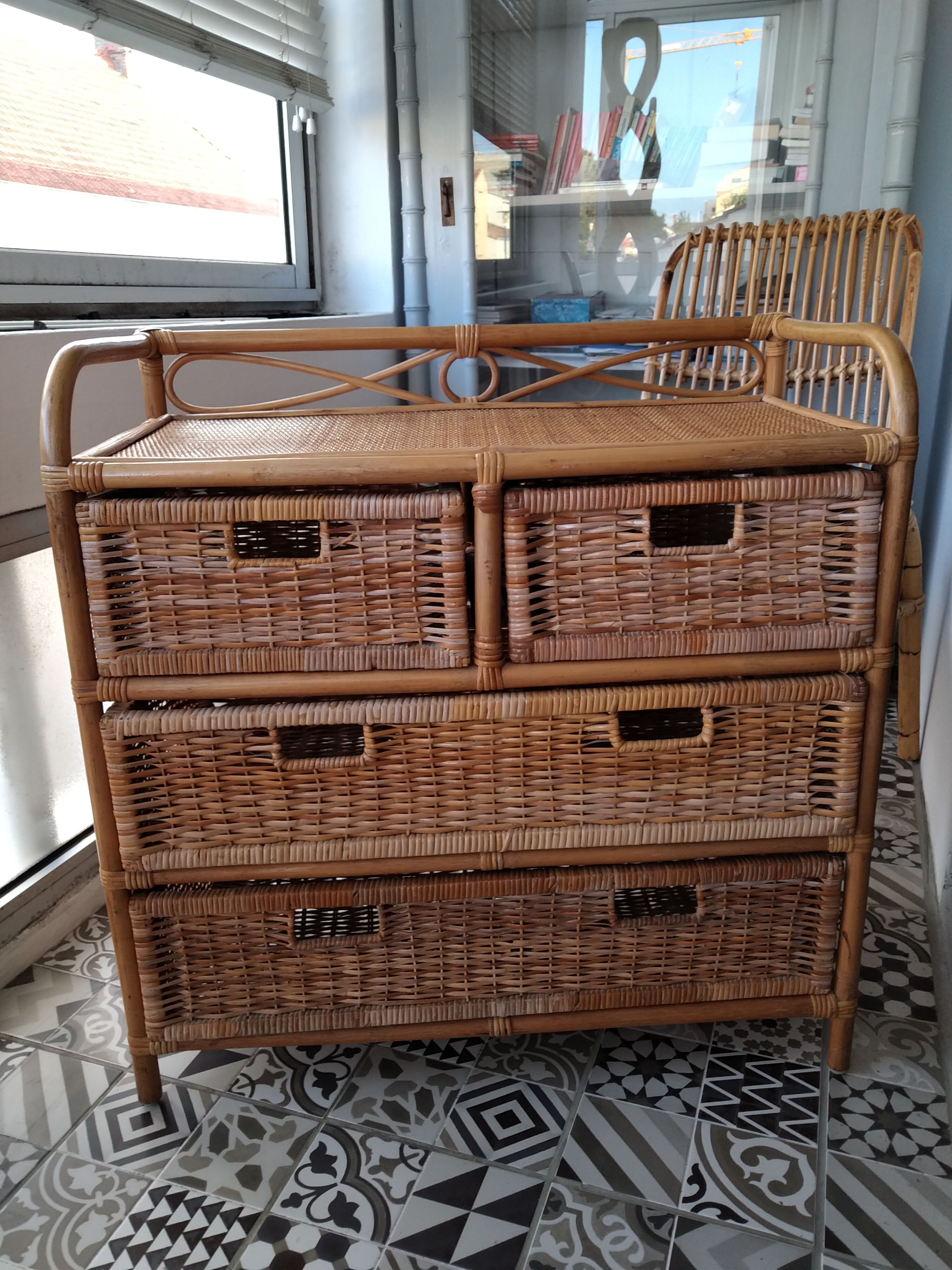 Chest of drawers rattan bamboo