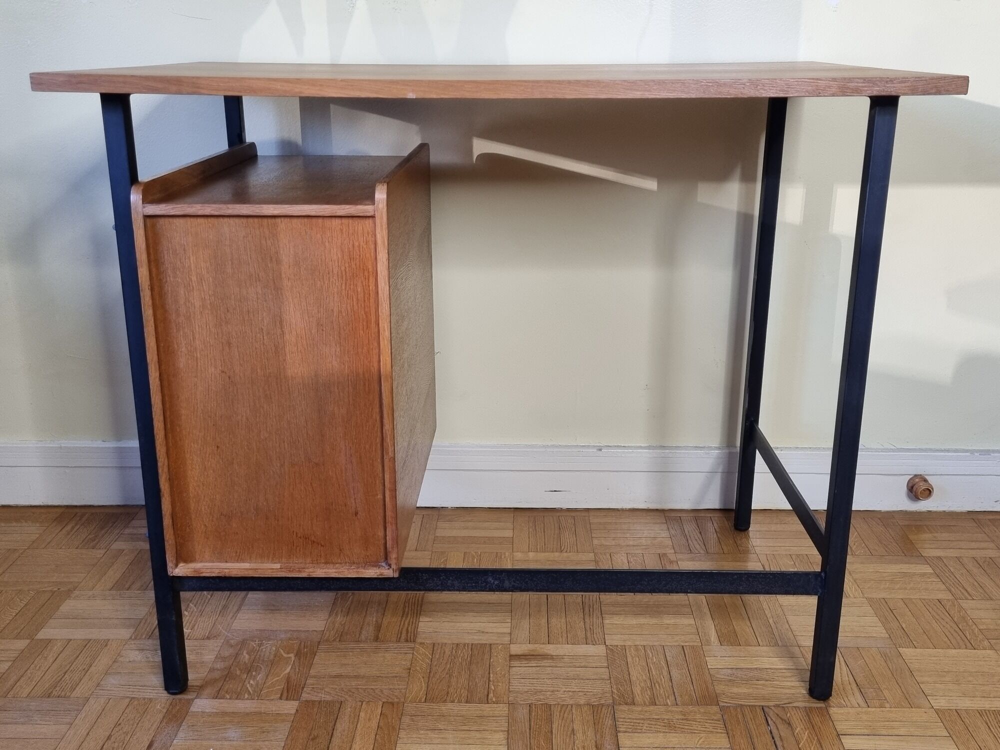 Vintage desk in metal and wood, 50s-60s